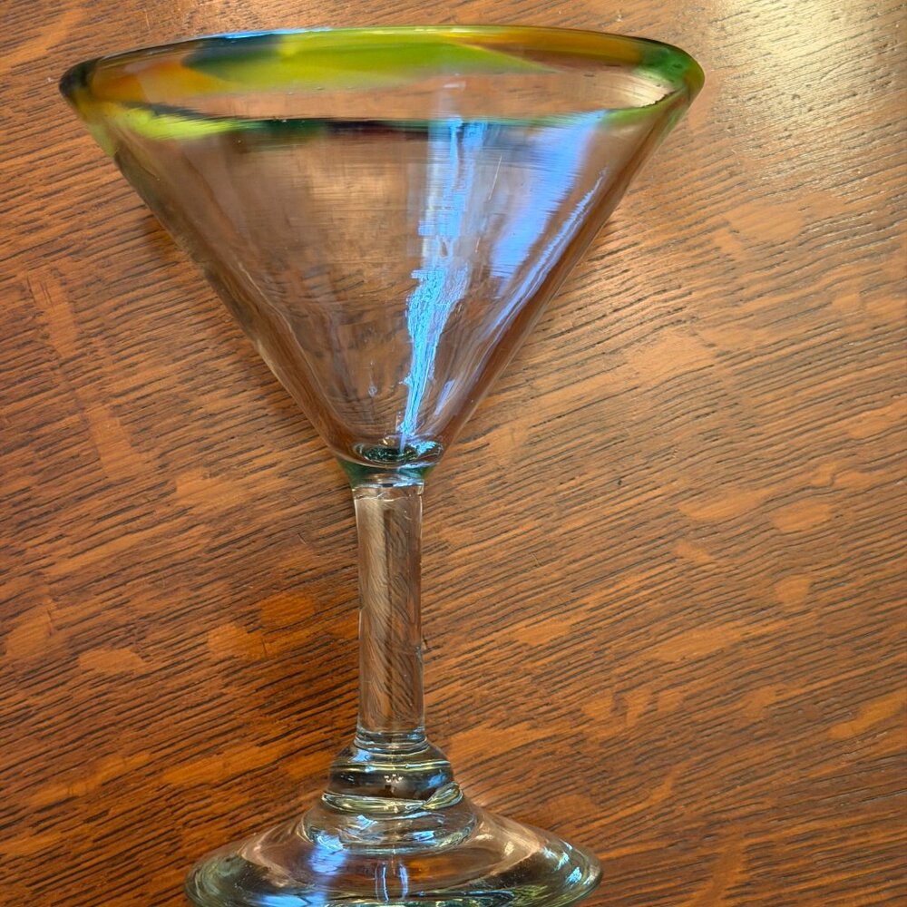 Hand blown martini glasses multi-colored set of 4 - Picture 2 of 2